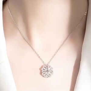 Elegant Silver Clover Pendant Necklace